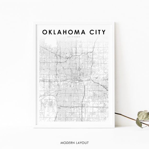 Oklahoma City Area Map Print Ok Usa Art Poster Street Road Nursery Room Wall Office Decor