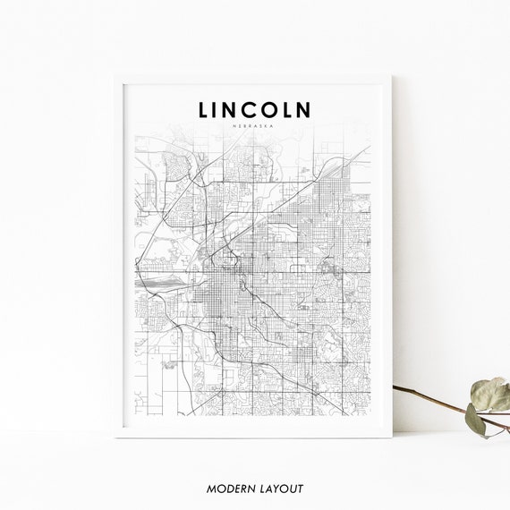 Lincoln NE Map Print, Nebraska USA Travel Poster