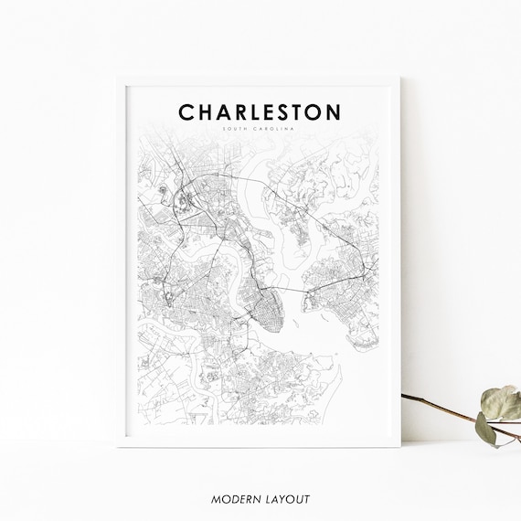 Charleston Area SC Map Print, South Carolina City Map