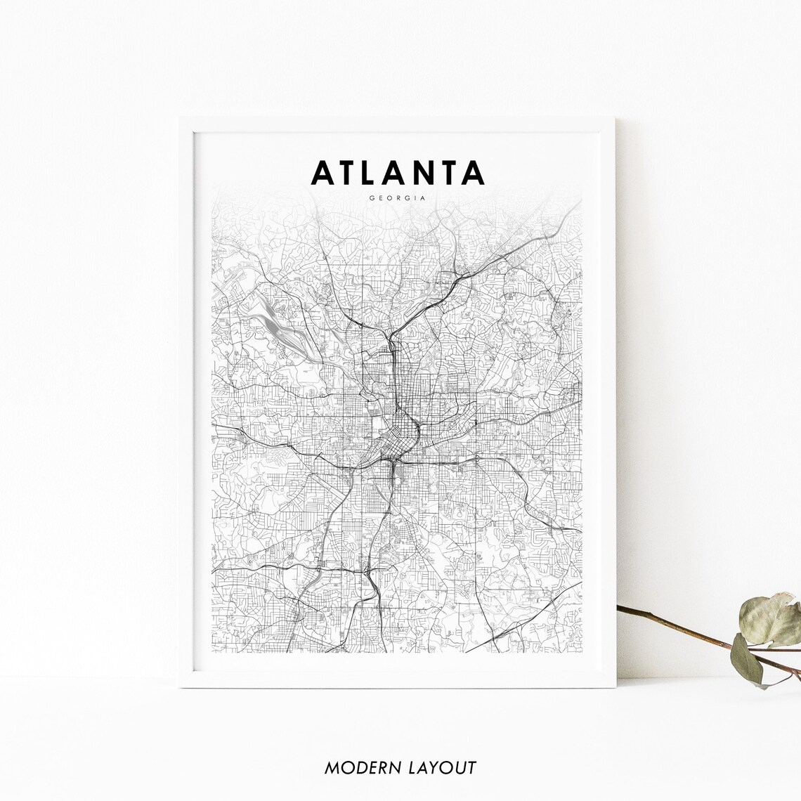 Atlanta GA Map Print, Georgia City Street Poster