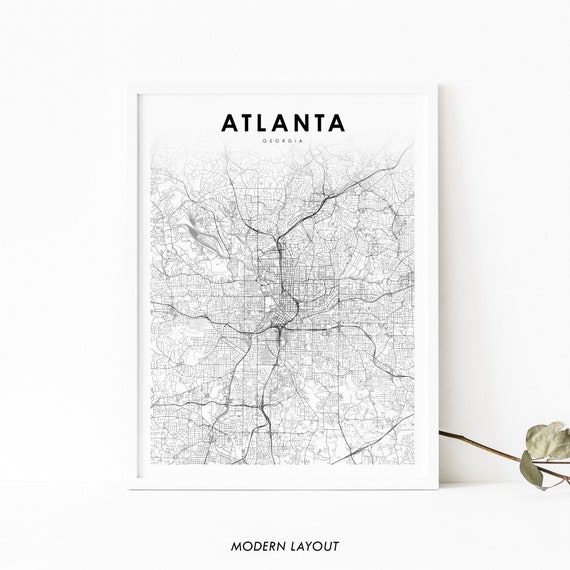 Atlanta GA Map Print, Georgia City Street Poster