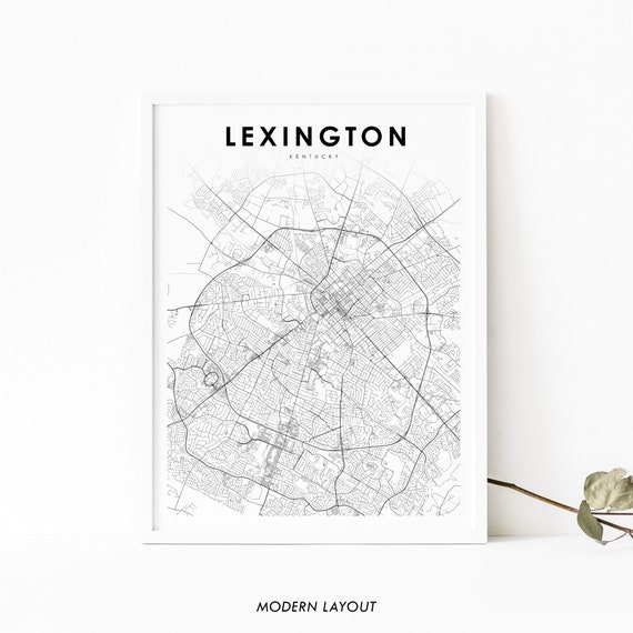 Lexington Ky Map Print, Kentucky USA Art Poster