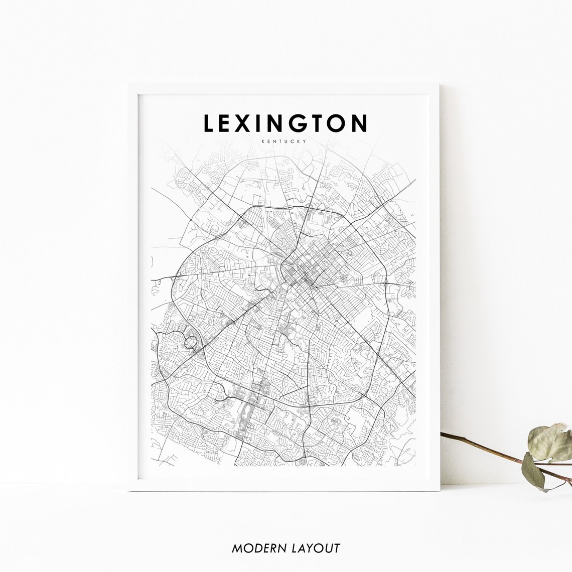 Lexington Ky Map Print, Kentucky USA Art Poster
