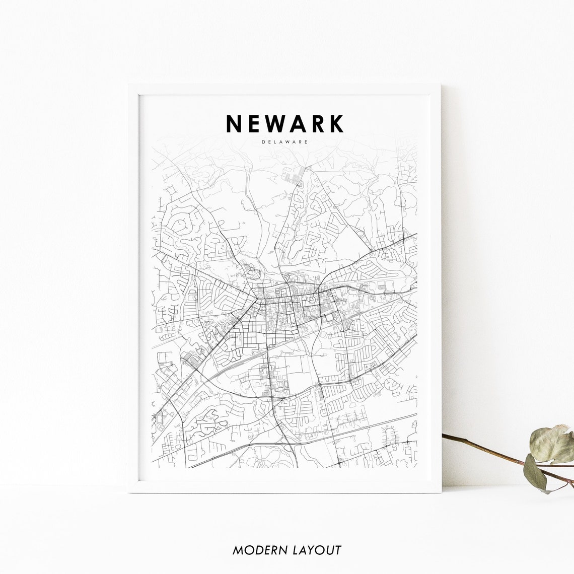 Newark Delaware Minimalist Modern Street Map Art City Poster