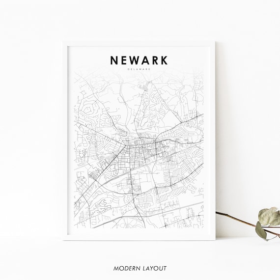Newark De Map Print Delaware Usa Art Poster New Castle County City Street Road Nursery Room Wall Office Decor
