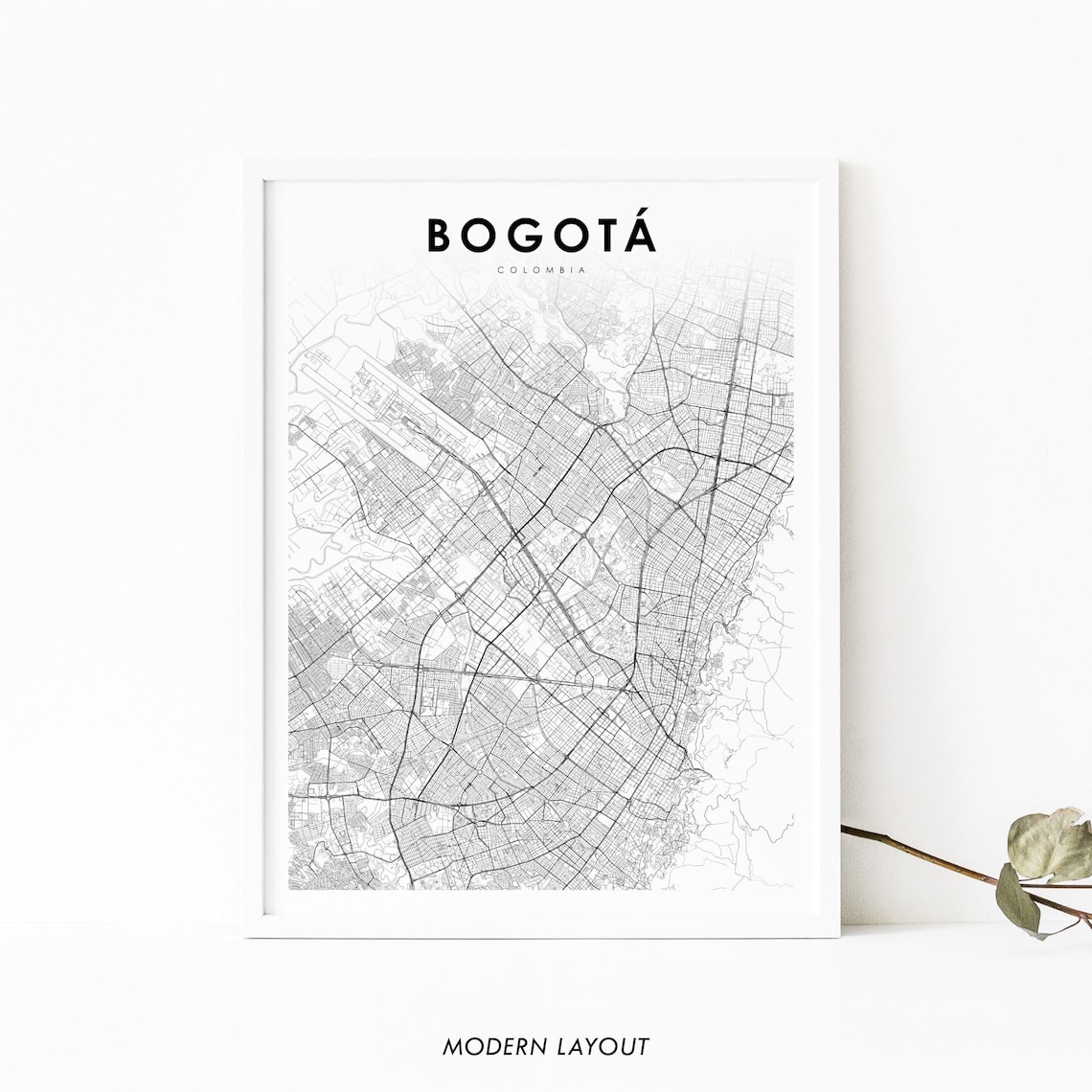 Bogota Colombia Map Art Print, City Map Decor