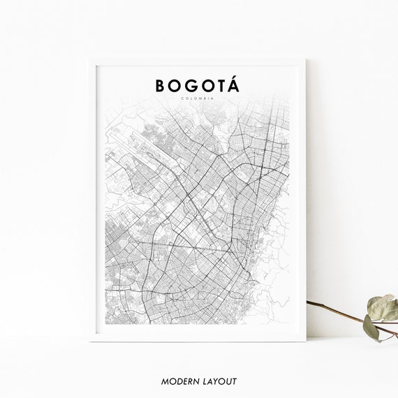 Bogota Colombia Map Art Print, City Map Decor