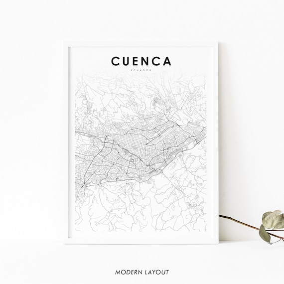 Cuenca Ecuador Map Art Print, Santa Ana Cuatro Ros