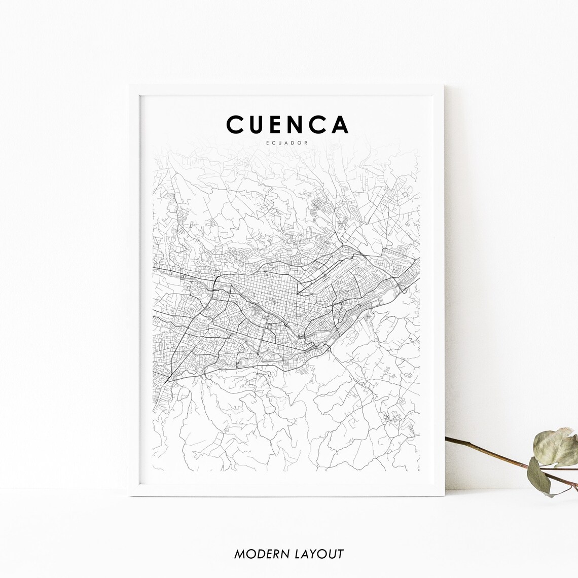 Cuenca Ecuador Map Art Print, Santa Ana Cuatro Ros