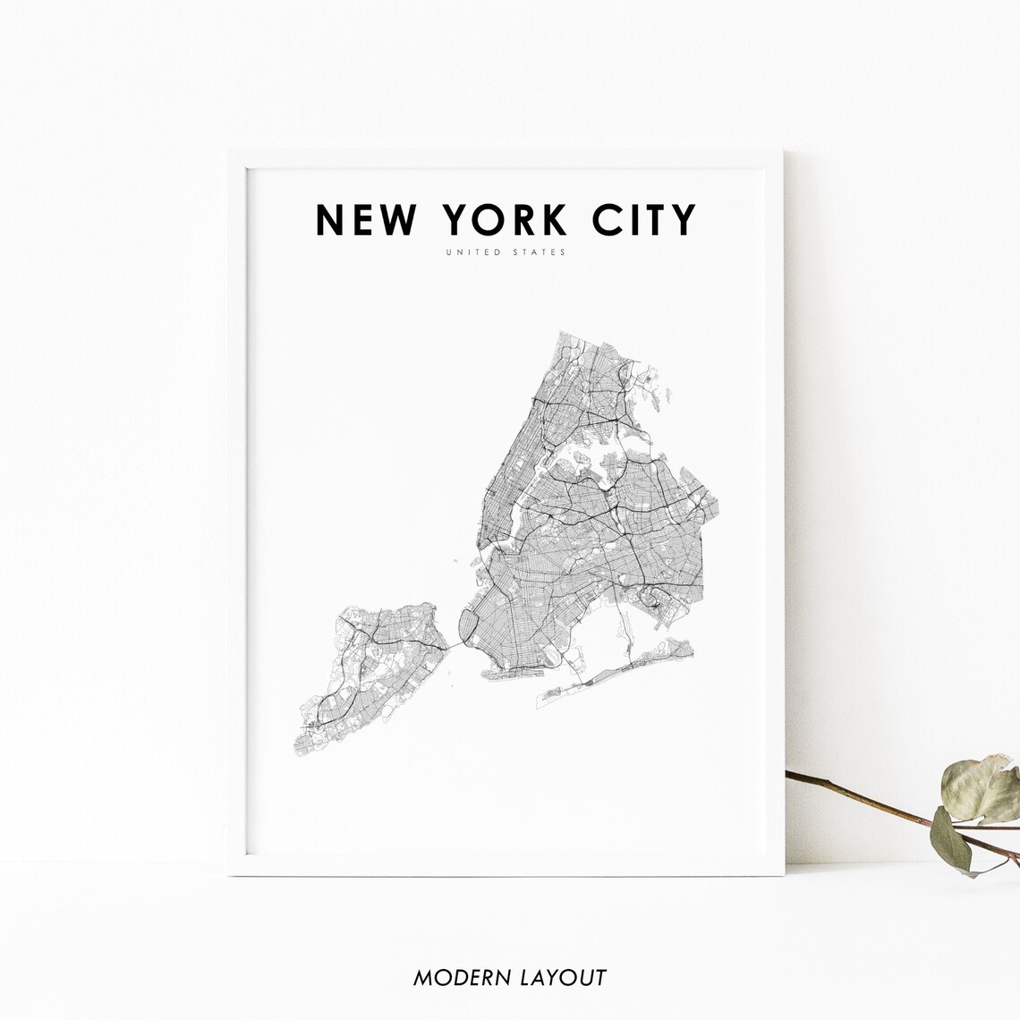 NYC Map Print, 5 Boroughs New York City Poster