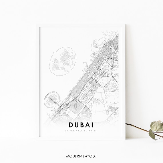 Dubai UAE Map Print, United Arab Emirates Poster