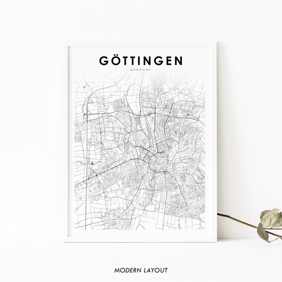 Gttingen Germany Map Print Art Poster Lower Saxony Gottingen City Street Road Nursery Room Office Wall Decor