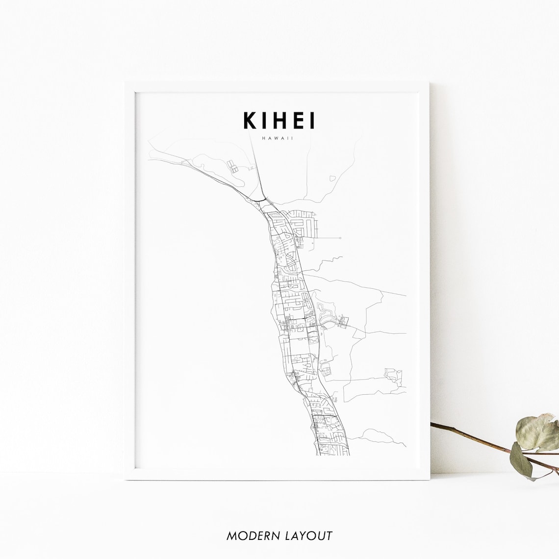 Kihei Hi Map Print, Maui Hawaii Art Poster