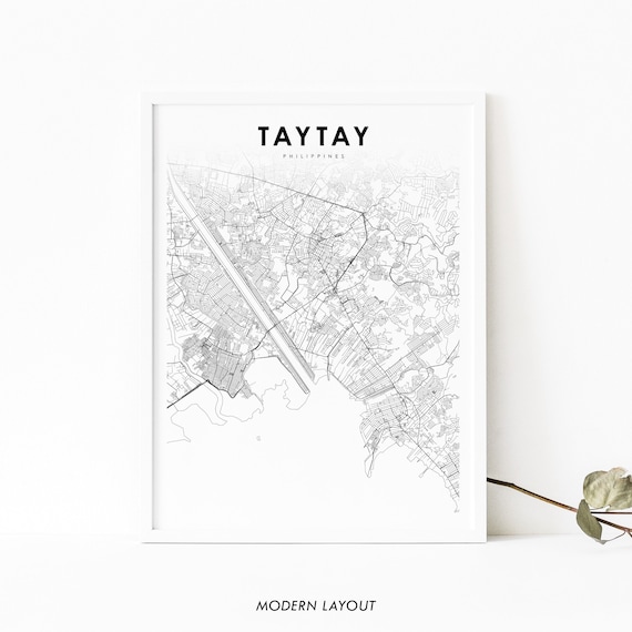 Taytay Philippines Map Print Art Poster Bayan Ng Rizal City Street Road Nursery Room Wall Office Decor