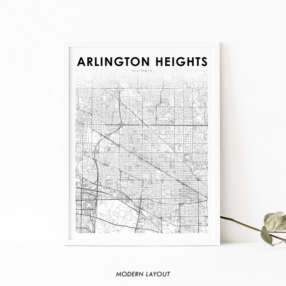 Arlington Heights Illinois Minimalist Street Map Poster Modern Art