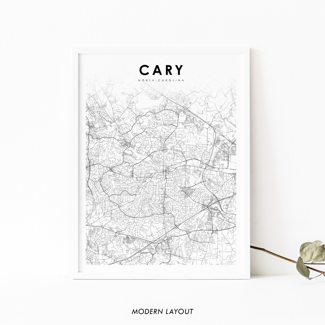 Cary NC Map Print, North Carolina Travel Poster
