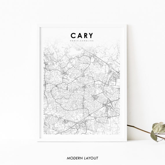 Cary NC Map Print, North Carolina Travel Poster