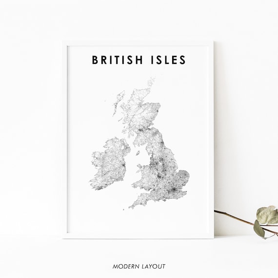 British Isles Map Line Art Minimalist UK Travel Map Framed Wall Art
