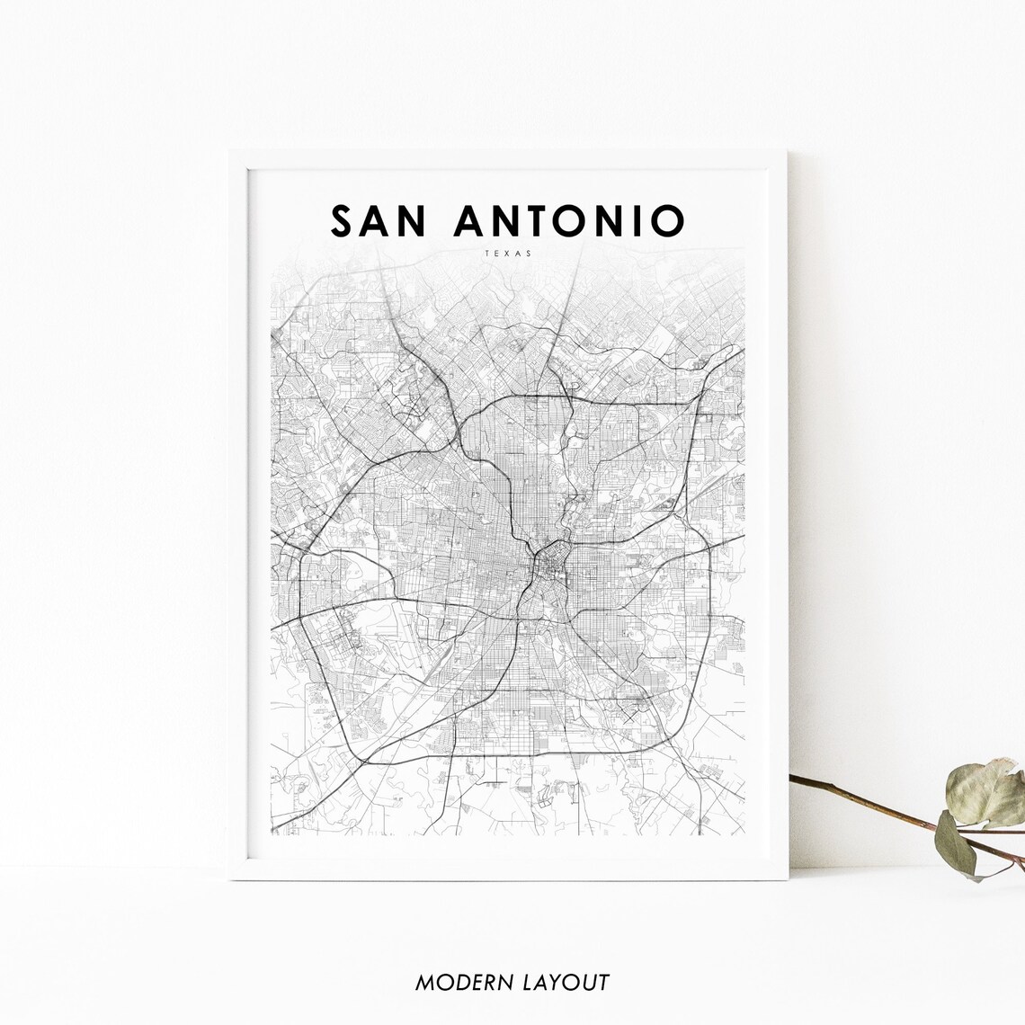 San Antonio TX Map Print, Texas Nursery Wall Art