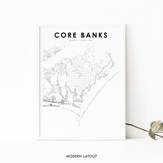 Core Banks Nc Map Print North Carolina Usa Art Poster City Street Road Nursery Room Wall Office Decor
