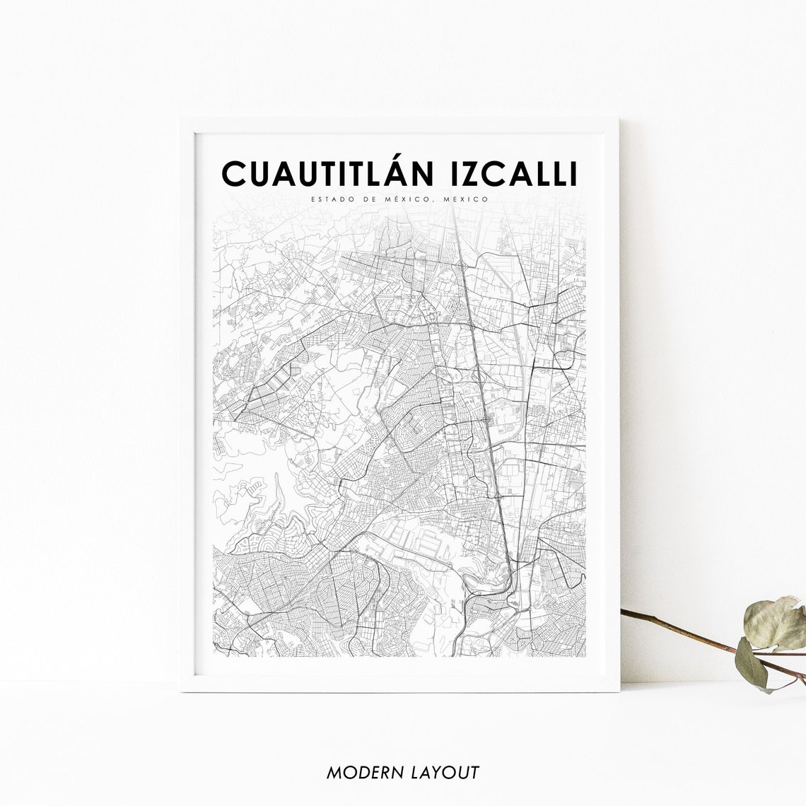Cuautitlán Izcalli Mexico City Street Map Minimalist Wall Poster