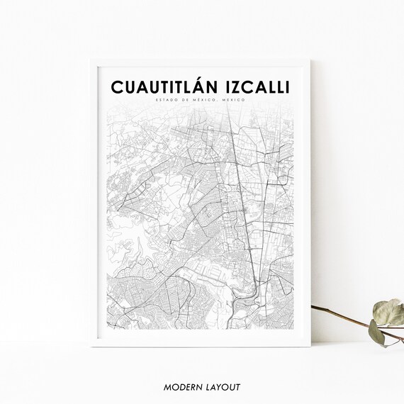 Cuautitln Izcalli Mexico Map Print Mxico Art Poster City Street Road Nursery Room Office Wall Decor Minimalist