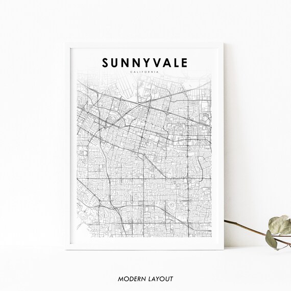 Sunnyvale Ca Map Print Usa Art Poster Silicon Valley City Street Nursery Room Wall Office Decor
