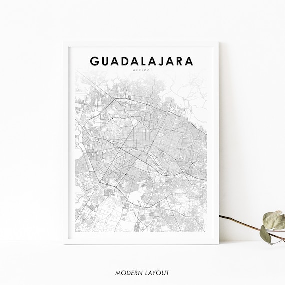 Guadalajara Mexico Minimalist City Street Map Modern Layout Poster