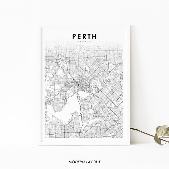 Perth Australia Map Print, West WA City Poster