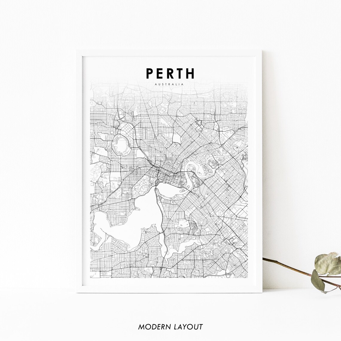 Perth Australia Map Print, West WA City Poster