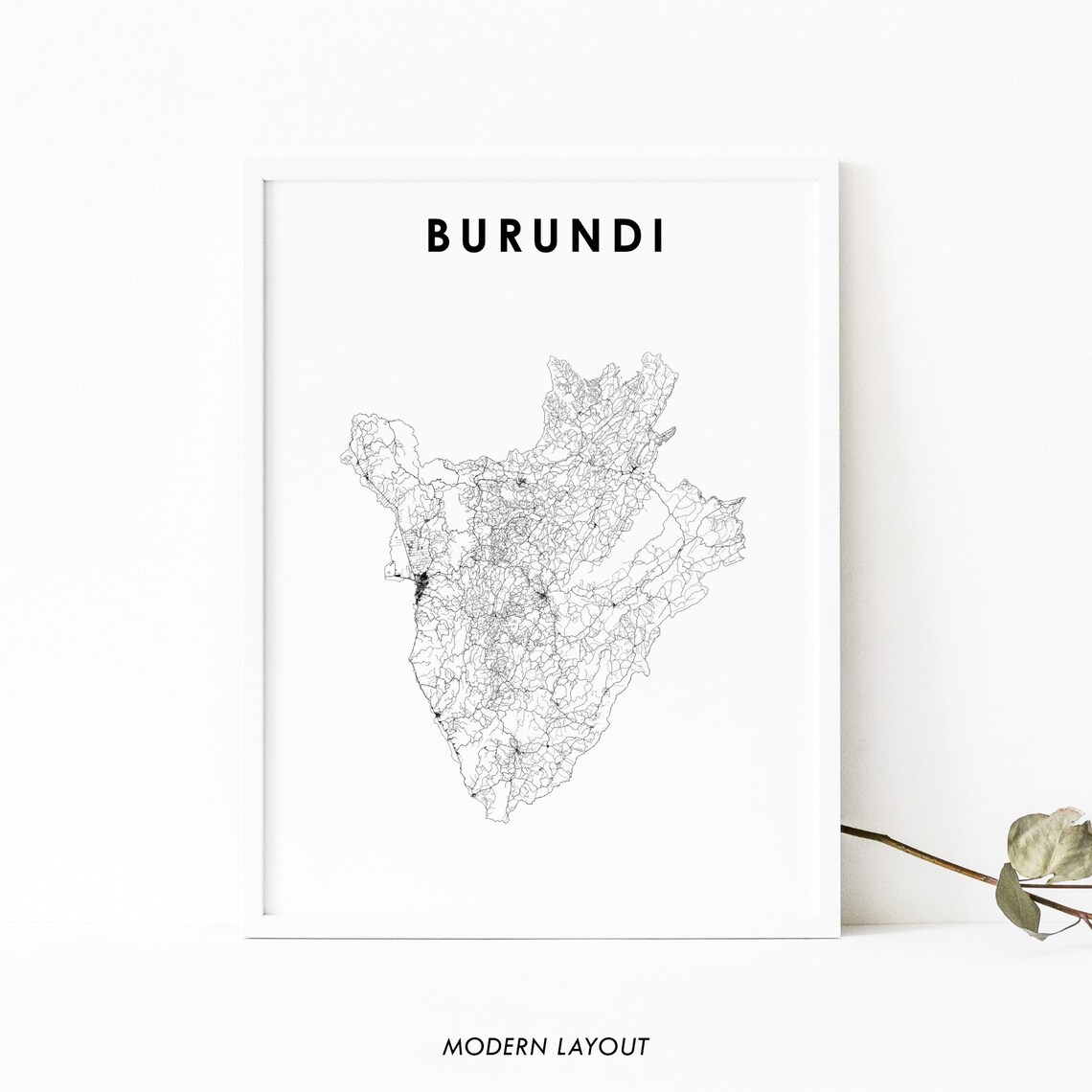 Burundi Map Print Poster Art, Nursery Room Decor