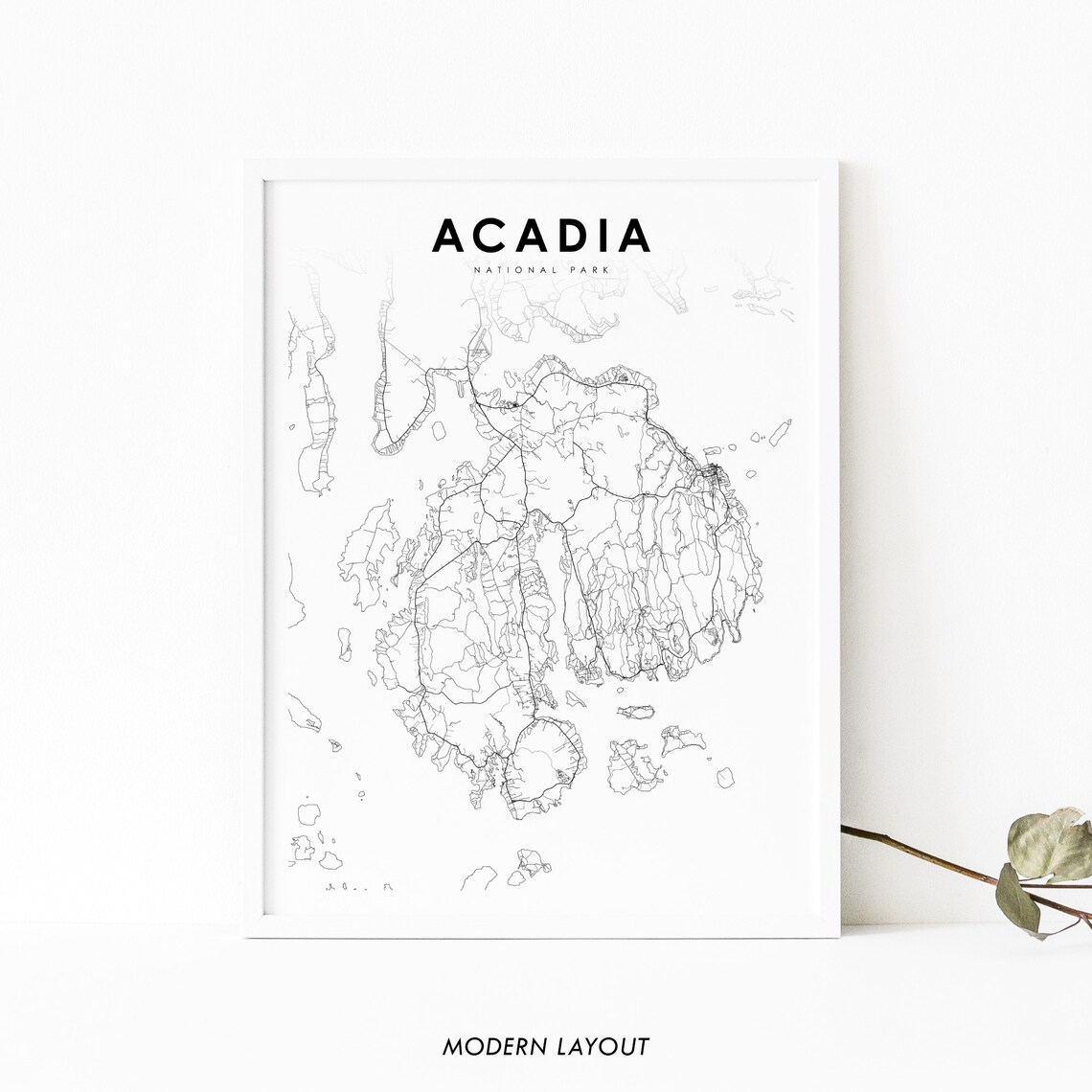 Acadia National Park Map Print, Maine Travel Poster