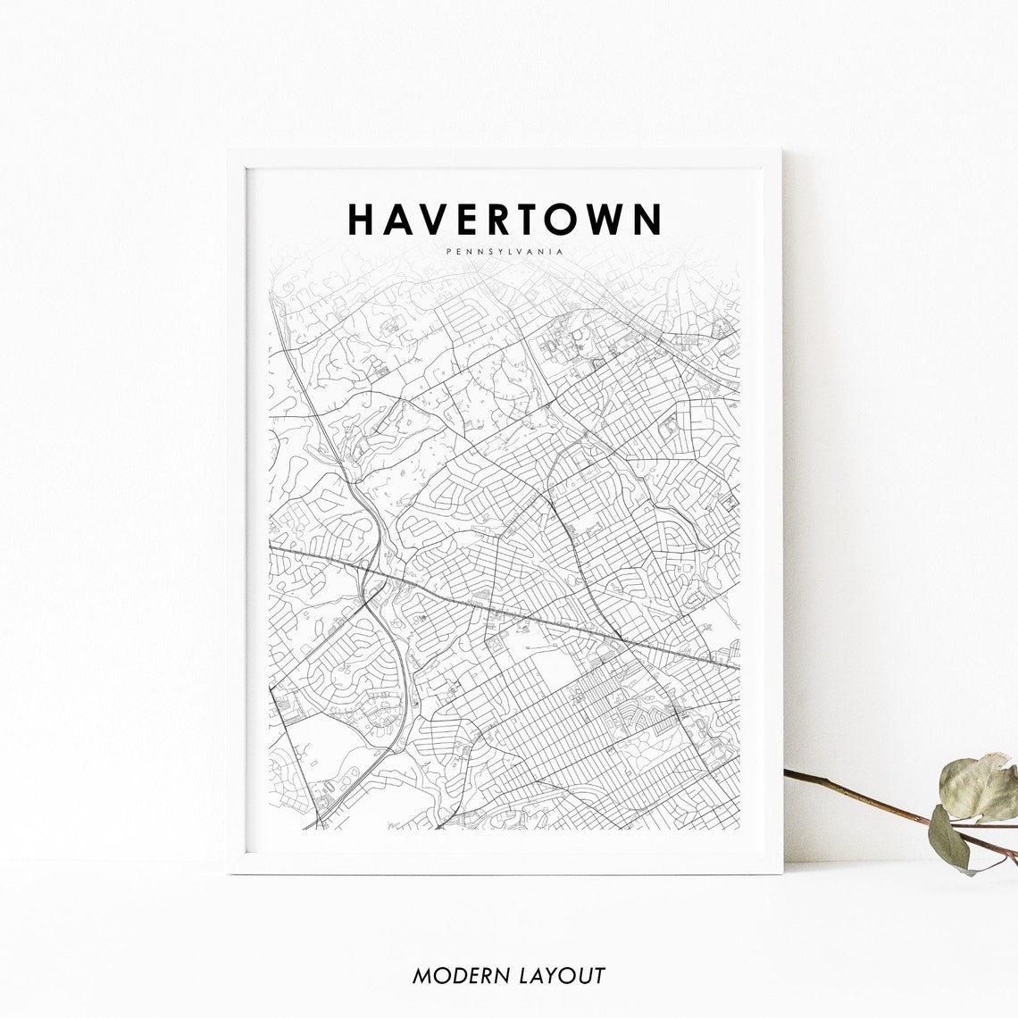 Havertown Pennsylvania Minimalist Street Map Modern Layout Poster