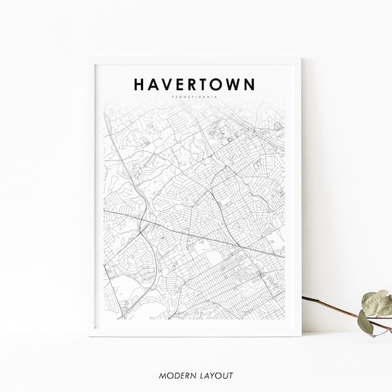Havertown Pennsylvania Minimalist Street Map Modern Layout Poster