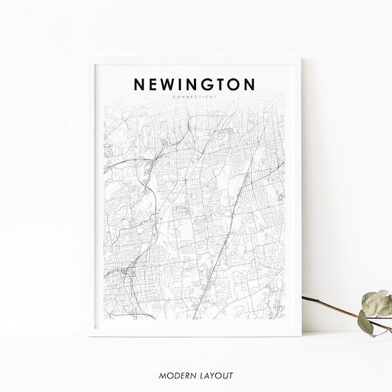 Newington Connecticut Minimalist City Street Map Poster Modern Black White