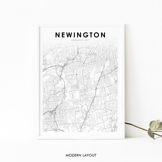 Newington Ct Map Print Connecticut Usa Art Poster Hartford City Street Road Nursery Room Office Wall Decor