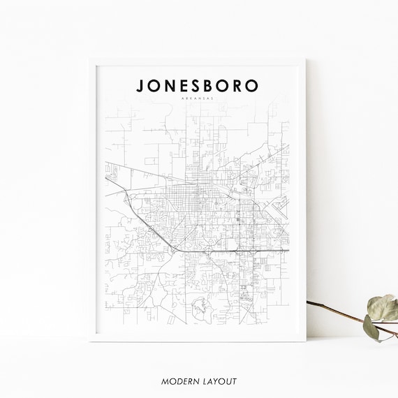 Jonesboro Arkansas Minimalist Black White Street City Map Poster