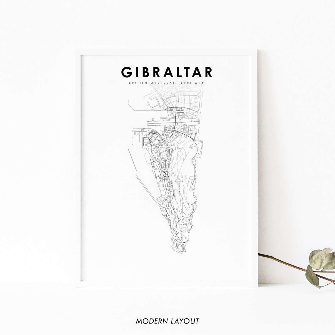 Gibraltar Map Print, Nursery Room Wall Art Poster