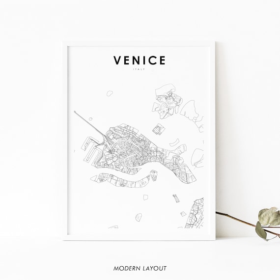 Venice Italy Minimalist Canal City Street Map Modern Layout Poster