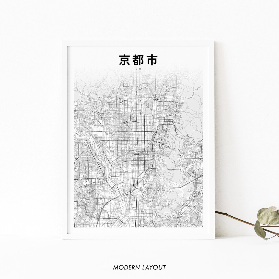 Kyoto Japan Map Art Print, Kansai City Poster