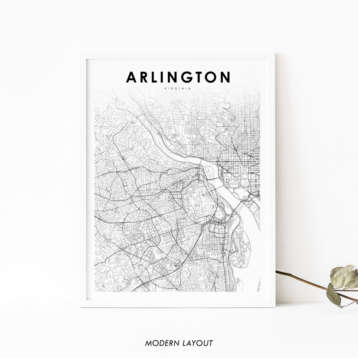 Arlington VA Map Print, Virginia City Street Poster