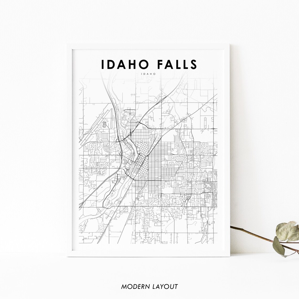 Idaho Falls, ID Map Print, Nursery Room Art Poster