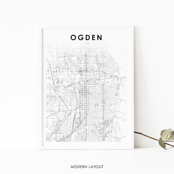 Ogden Ut Map Print Utah Usa Art Poster Weber County City Street Road Nursery Room Wall Office Decor