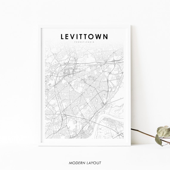 Levittown Pa Map Print Pennsylvania Usa Art Poster Bucks County City Street Nursery Room Wall Office Decor