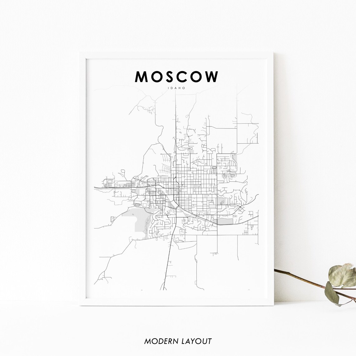 Moscow Idaho Map Art Print, Latah County