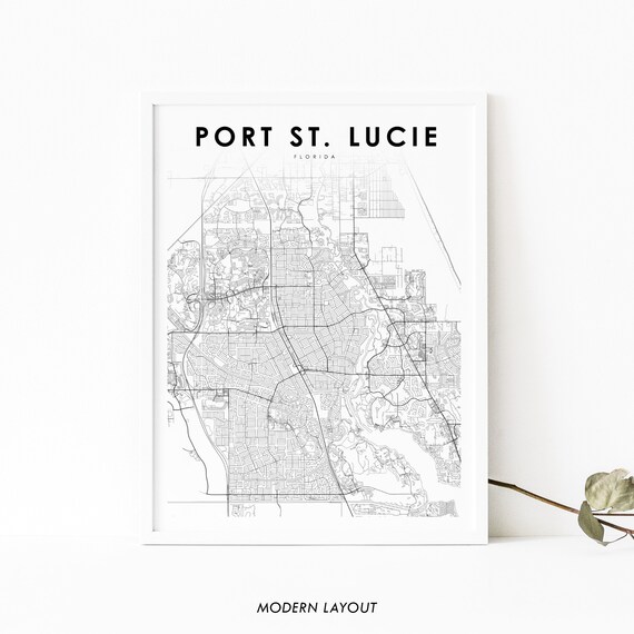 Port St Lucie Florida Street Road Map Modern Minimalist Poster