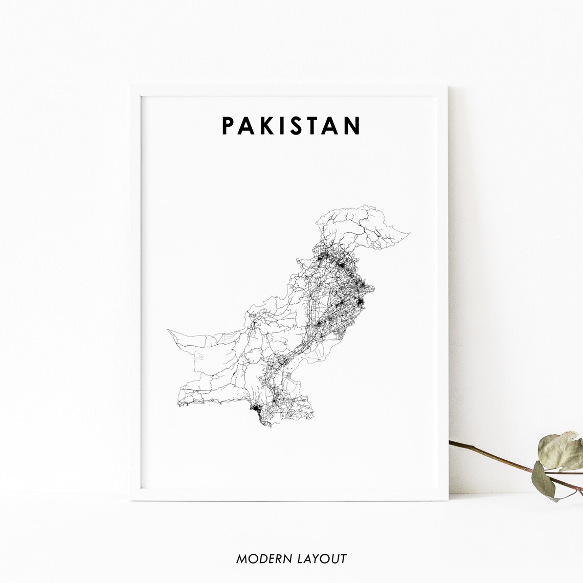 Pakistan Map Print Poster, South Asia Decor