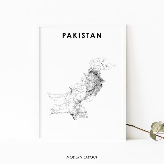 Pakistan Map Print Poster, South Asia Decor