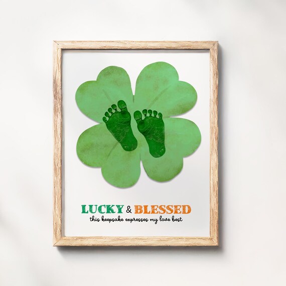 Lucky Blessed St Patricks Day Tiny Feet Shamrock Keepsake Poster