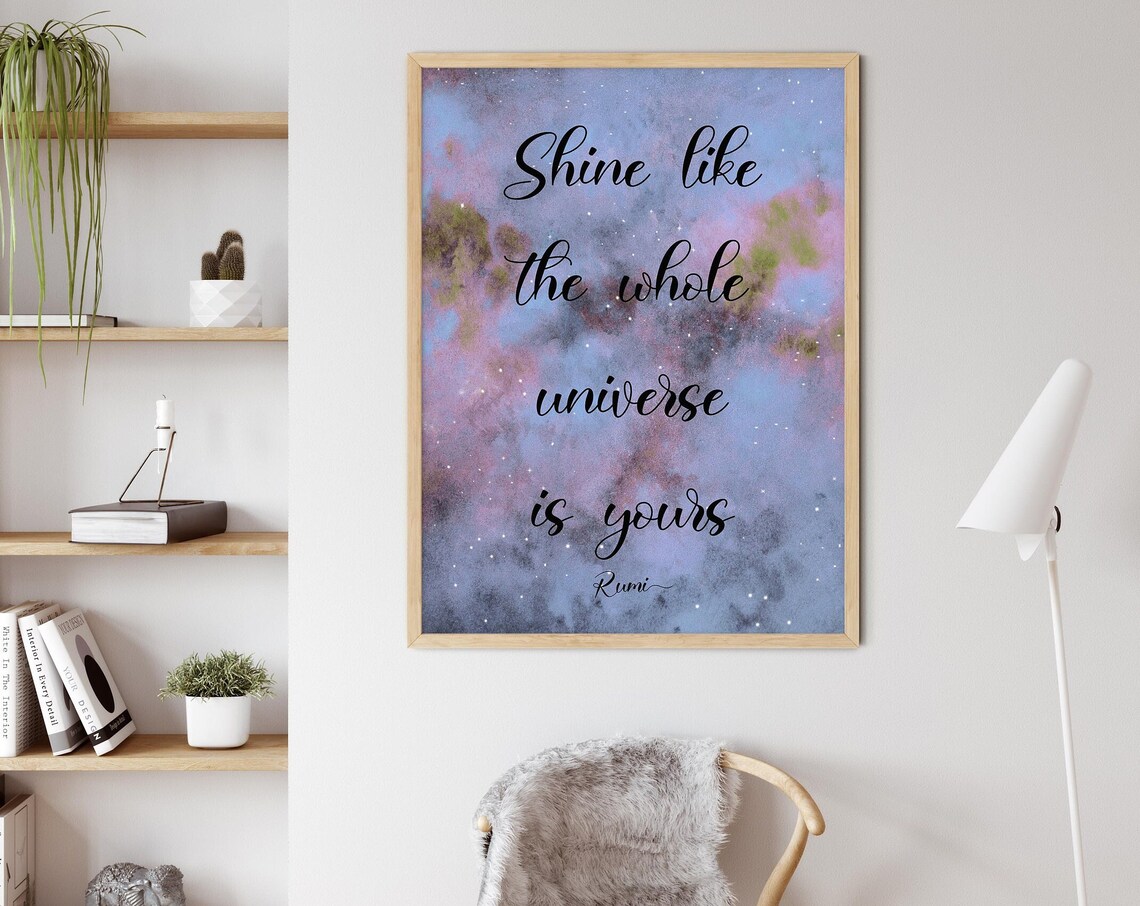 Rumi Shine Like the Universe Quote Poster with Cosmic Galaxy Watercolor - Image 3